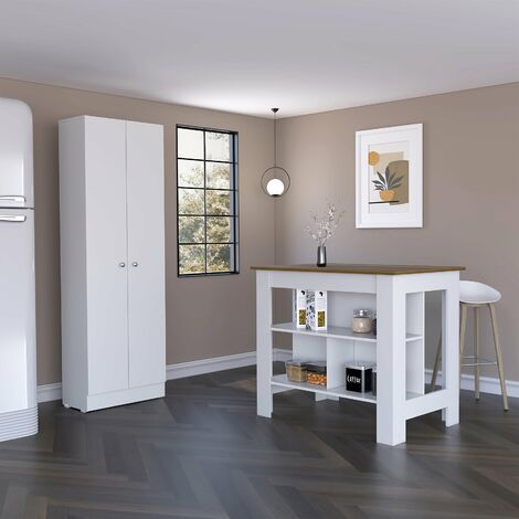 Conjunto Charlotte de Cocina, Isla de Cocina + Armario Multiusos