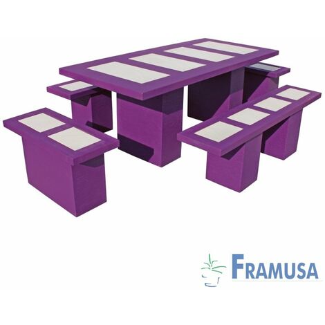 CONJUNTO COMEDOR PIEDRA RECTANGULAR JARDIN LIVINSTON POLAR VIOLETA