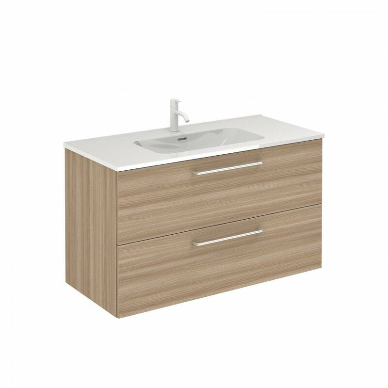 

Conjunto completo Mueble de baño 100 Nisy 2 Cajones Nogal arenado - Royo