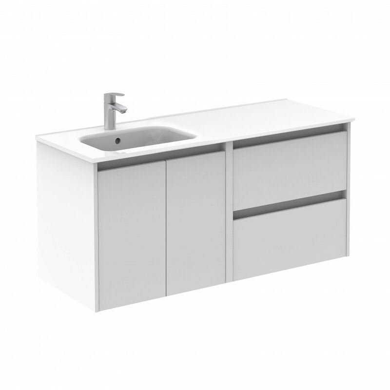 

Conjunto completo Mueble de baño 120 Sansa con 2 Puertas y 2 cajones Blanco brillo