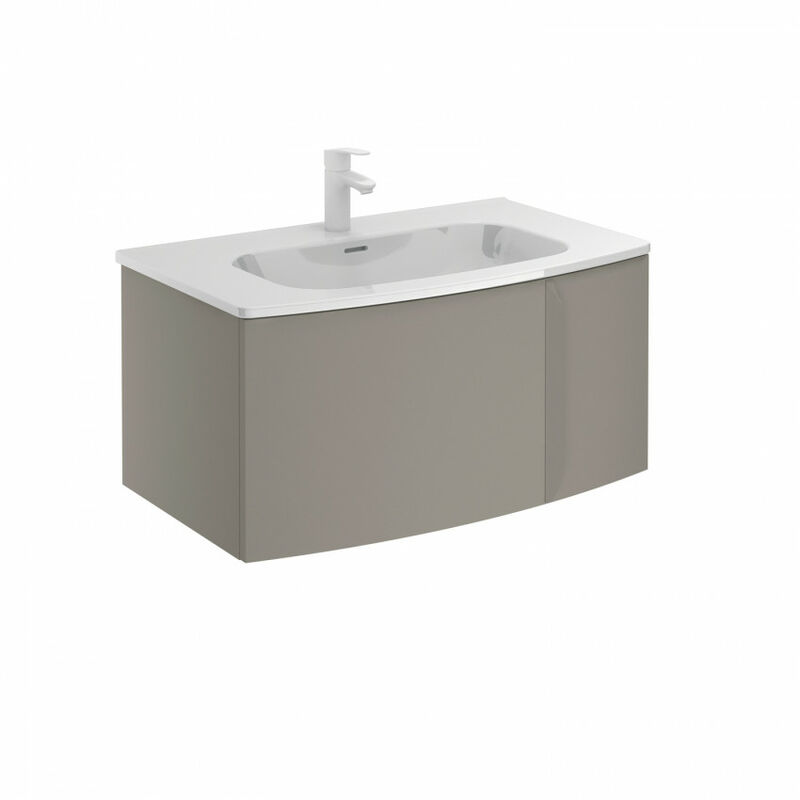 

Conjunto completo Mueble de baño curvo 80 Wave 1 cajón Arena mate - Royo