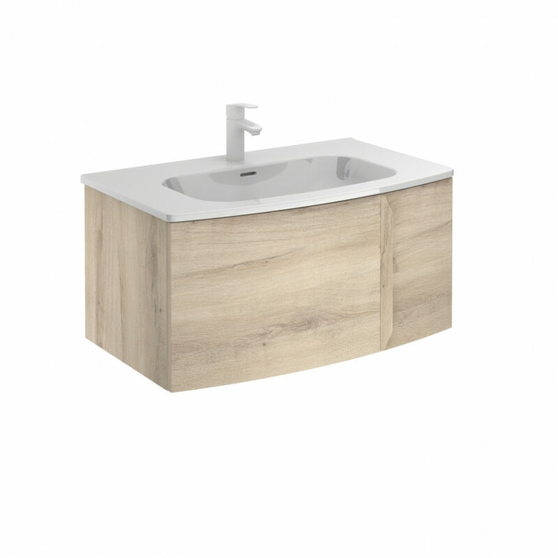 

Royo - Conjunto completo Mueble de baño curvo 80 Wave 1 cajón Beige nature