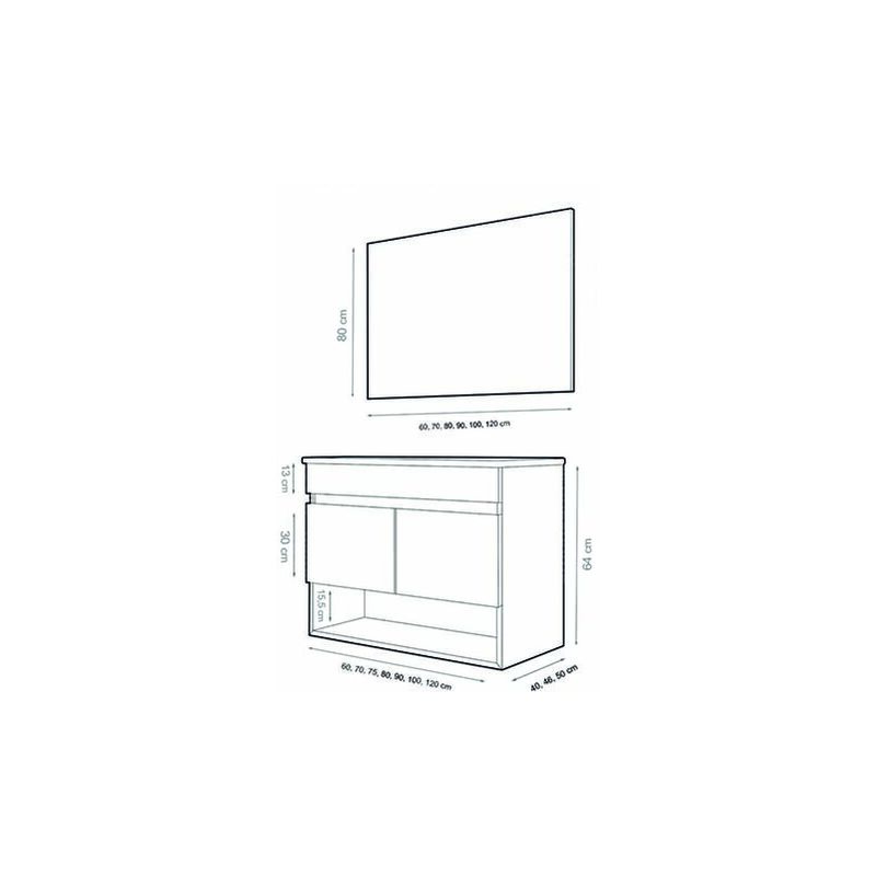 

Conjunto con mueble de baño estilo nordico NEBARI 3 piezas 75CM Blanco Brillo