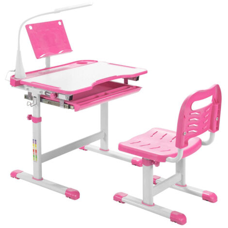 Conjunto de 1 escritorio inclinado y silla regulable 71 x 38 x 52-79 cm confort óptimo estilo moderno MDF rosa 200011747