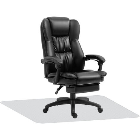 Conjunto de 1 silla de masaje reclinable con 6 puntos de masaje 68,5x68,5x113-121 cm y 1 alfombra protectora de suelo 90x120 cm negro y transparente