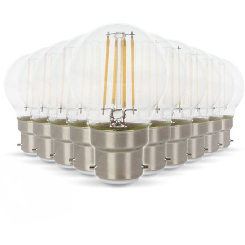 

Conjunto de 10 bombillas LED B22 G45 4W eq 40W 400lm | Temperatura de color: Blanco cálido 2700K