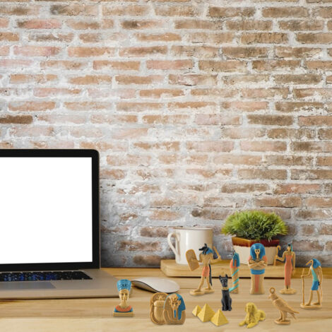 Conjunto de 12 figuras en miniatura de PVC: Dioses y diosas del antiguo Egipto – Adornos detallados – Colección decorativa