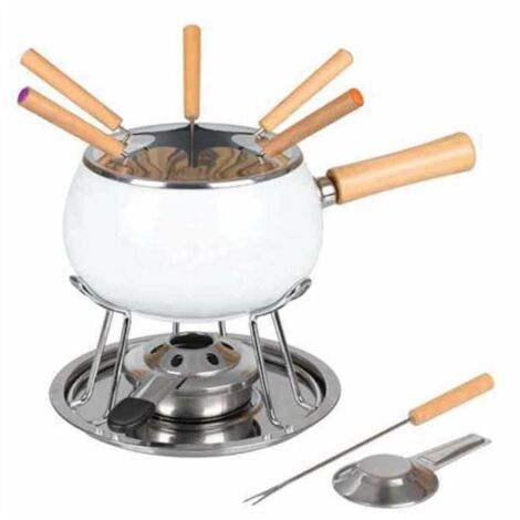 Conjunto de 12 piezas de fondue esmaltada blanca Eva