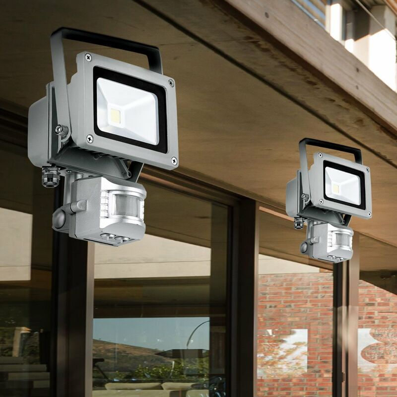 

Juego de 2 focos LED de construcción de pared de 10 vatios, reflectores, luces para exteriores, lámparas detectoras de movimiento IP44