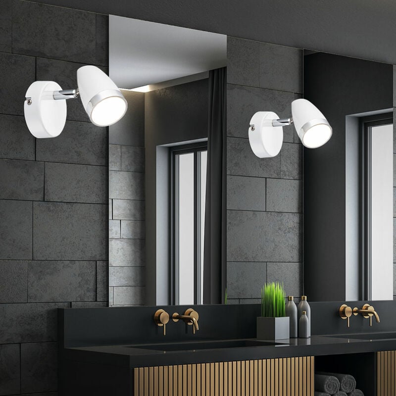 

Juego de 2 apliques de pared LED de 4 vatios móviles con iluminación de punto blanco cromado 56109-1
