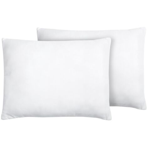 Conjunto de 2 almohadas de poliéster blanco 50 x 60 cm perfil bajo microfibra relleno suave Errigal