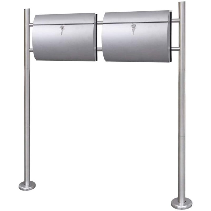 

Conjunto de 2 buzones con soporte de acero inoxidable - Plateado