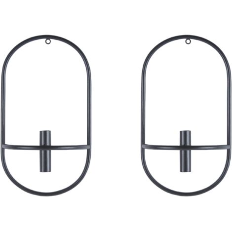 Conjunto de 2 candeleros de metal negro portavelas moderno minimalista Caviana