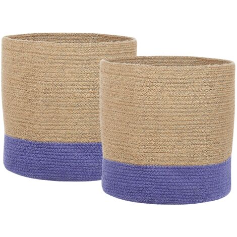 Conjunto de 2 cestas de yute beige natural violeta trenzado accesorio Bulanik