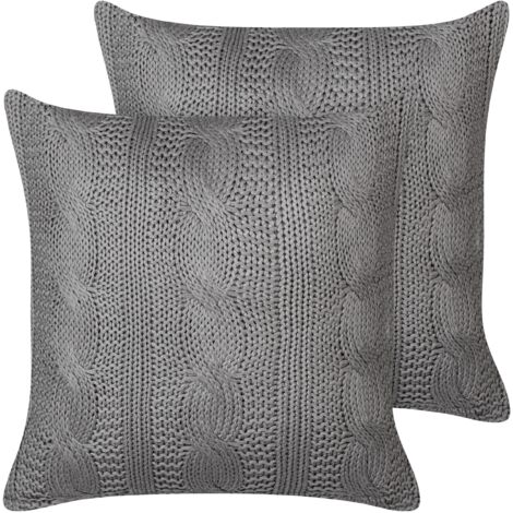 Conjunto de 2 cojines de algodón 45 x 45 cm gris Constylis