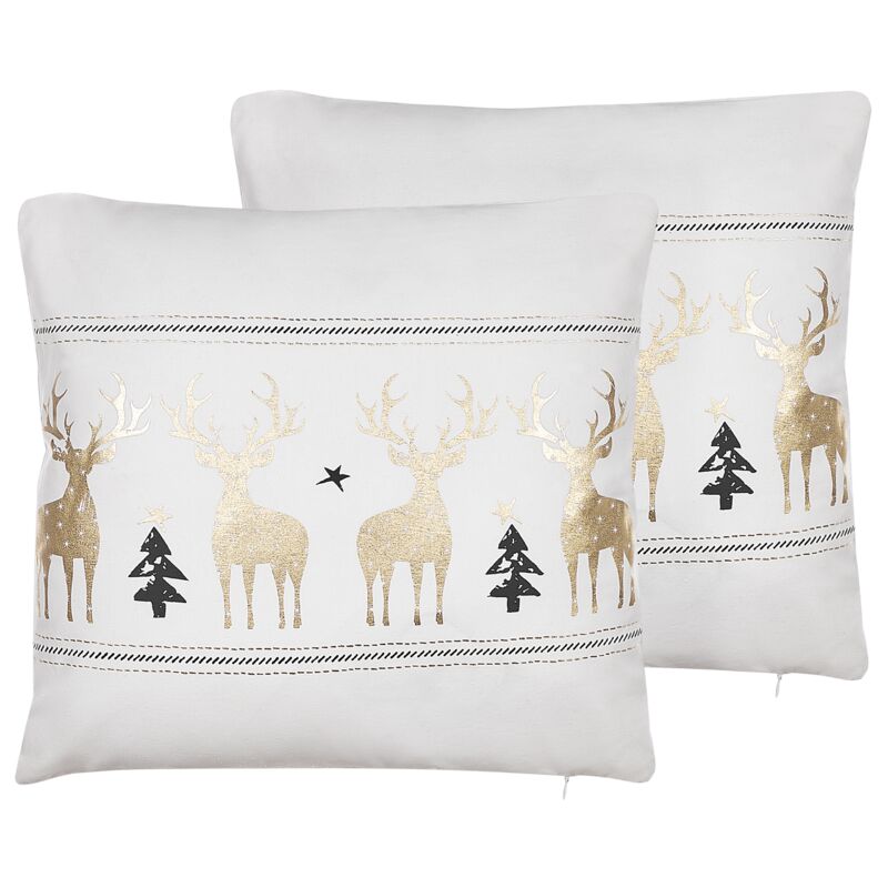 

Conjunto de 2 cojines de algodón blanco crema/dorado 45 x 45 cm DONNER