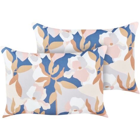 Conjunto de 2 cojines de jardín almohada de exterior 40 x 60 cm poliéster impermeable estampado floral multicolor Verezzi