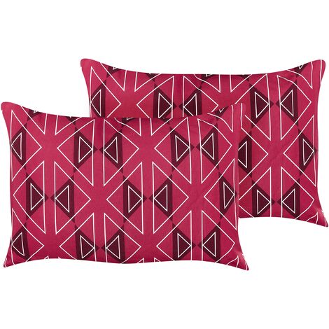 Conjunto de 2 cojines de jardín almohada de exterior 40 x 60 cm poliéster motivo geométrico rosa Mezzano