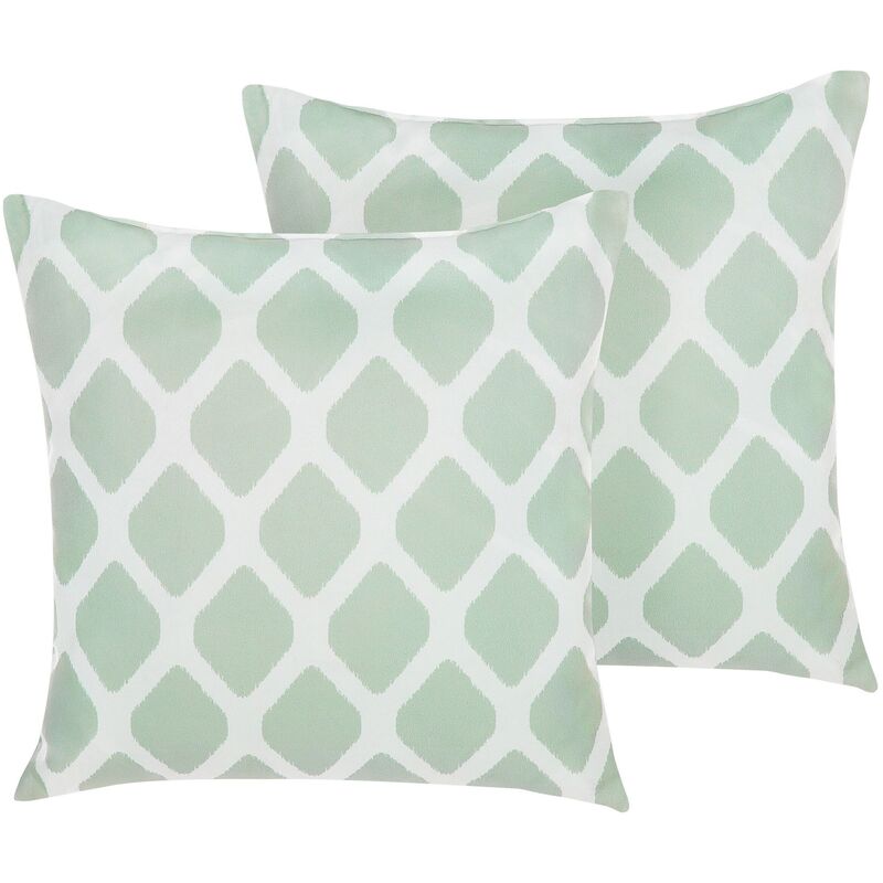

Conjunto de 2 cojines verde menta/blanco 40 x 40 cm