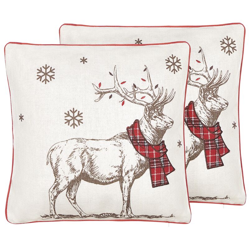 

Conjunto de 2 cojines de poliéster blanco crema/rojo 45 x 45 cm SVEN