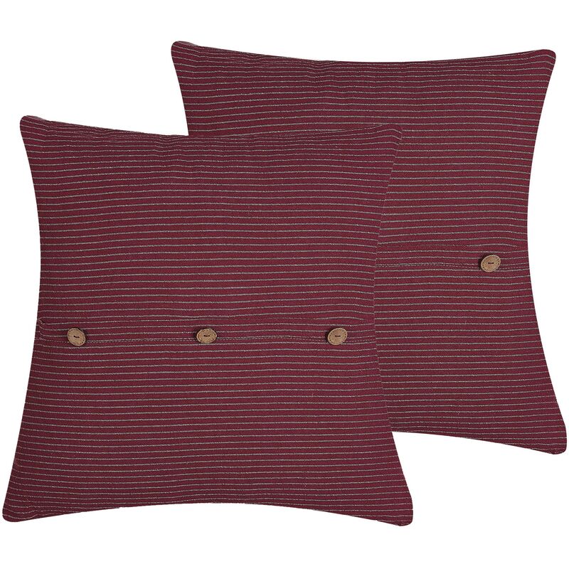 

Beliani - Conjunto de 2 cojines de rayas rojo 43 x 43 cm CAMPANULA
