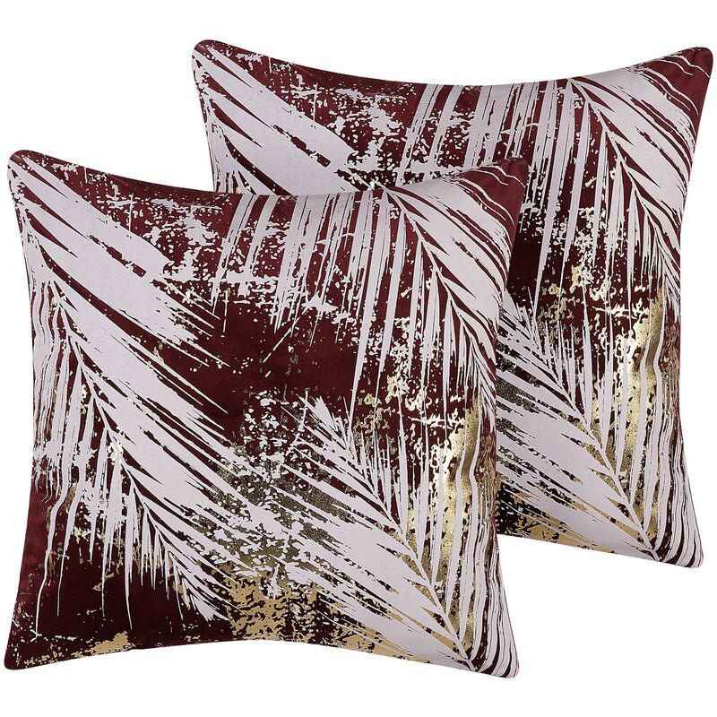 

Beliani - Conjunto de 2 cojines borgoña 45 x 45 cm CALLA