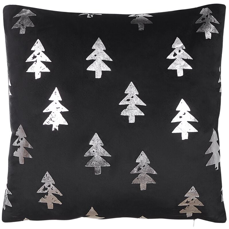 

Conjunto de 2 cojines de terciopelo negro/plateado 45 x 45 cm CUPID