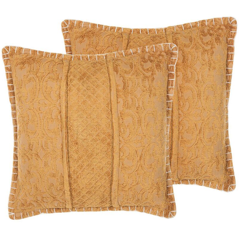 

Beliani - Conjunto de 2 cojines amarillo 45 x 45 cm KAVALAM
