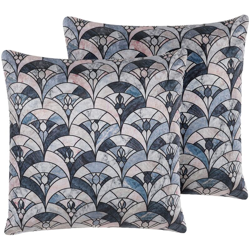 

Beliani - Conjunto de 2 cojines decorativos azul/beige 45x45 cm KOODAL