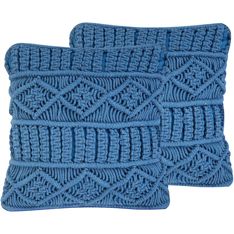 

Conjunto de 2 cojines decorativos azules 45x45 cm KARATAS