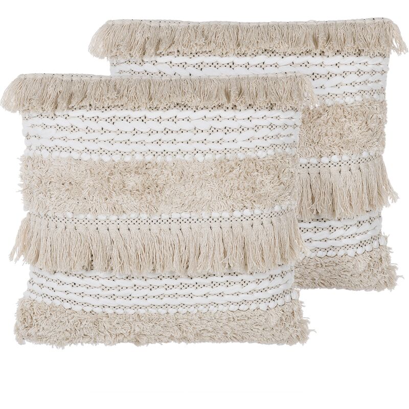 

Conjunto de 2 cojines decorativos beige 45x45 cm VILLUR