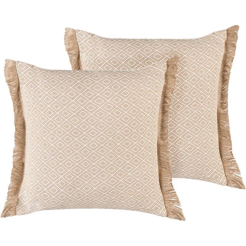 

Beliani - Conjunto de 2 cojines beige claro 45 x 45 cm LONAR