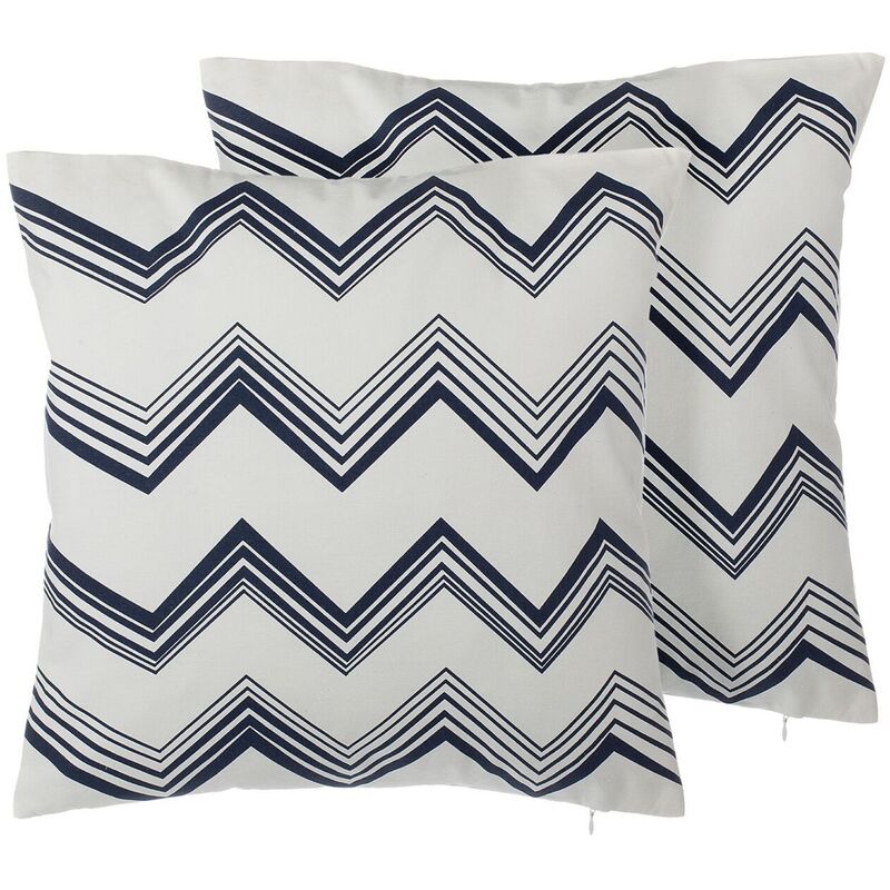 

Beliani - Conjunto de 2 cojines decorativos blanco/azul 45x45 cm NERINE