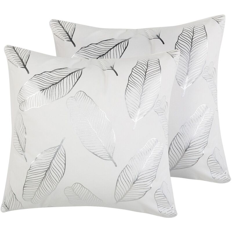 

Beliani - Conjunto de 2 cojines blanco/plateado 45 x 45 cm FREESIA