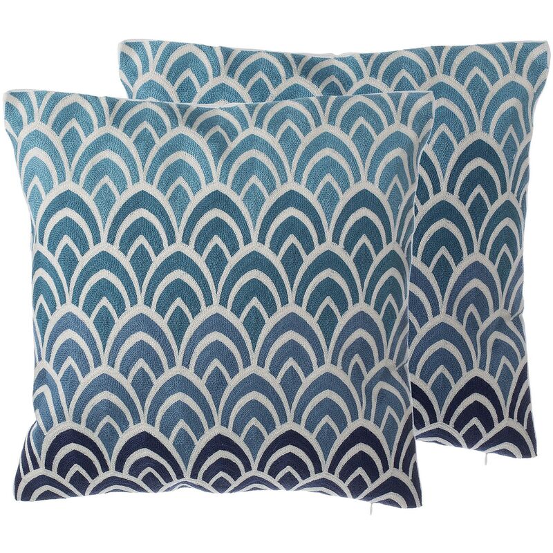 

Conjunto de 2 cojines decorativos con estampado azul 45x45 cm NIGELLA