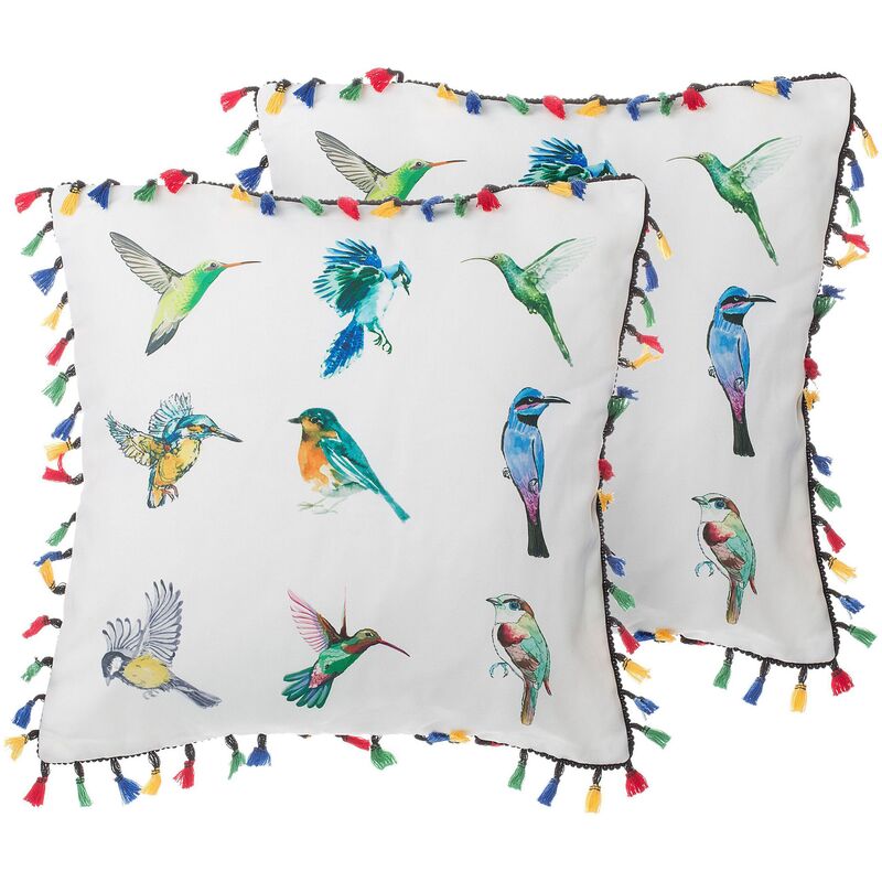 

Conjunto de 2 cojines decorativos con estampado de pájaros 45x45 cm MALLOW