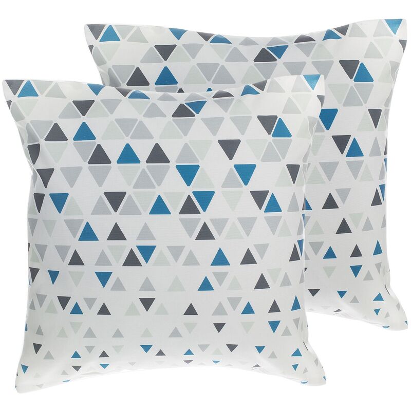 

Conjunto de 2 cojines decorativos con triángulos azul/gris 45x45 cm CLEOME