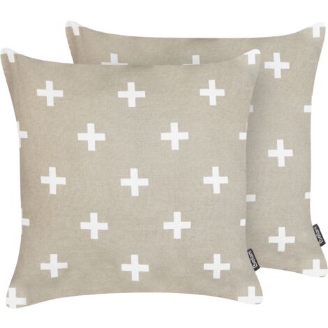 Conjunto de 2 cojines decorativos cuadrados 45 x 45 cm gris pardo Velleia