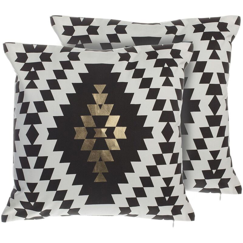

Beliani - Conjunto de 2 cojines decorativos de algodón negro/blanco 45x45 cm COLEUS