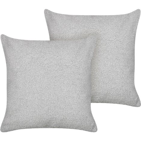 Conjunto de 2 cojines decorativos de bouclé con relleno funda extraíble 45 x 45 cm gris Leuzea