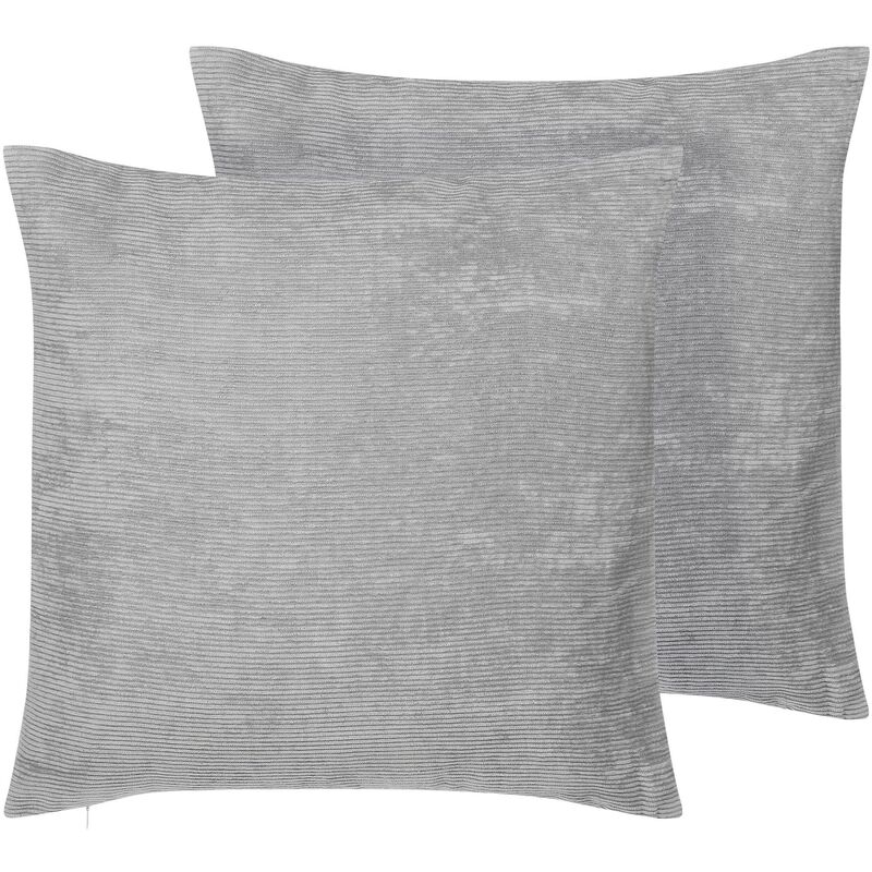 

Beliani - Conjunto de 2 cojines decorativos de pana gris 45x45 cm NOLANA
