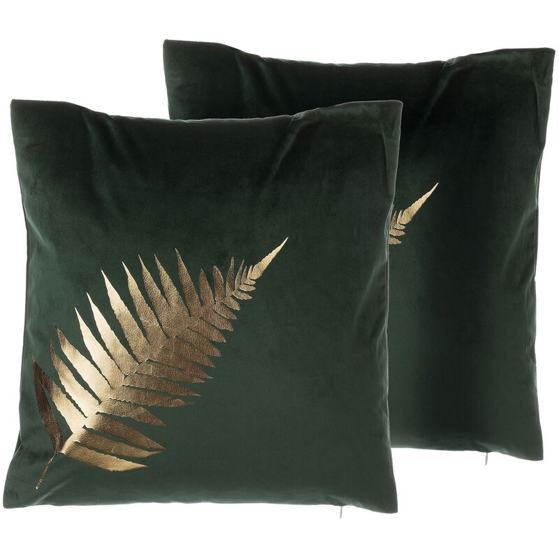 

Beliani - Conjunto de 2 cojines verde oscuro 45 x 45 cm FERN
