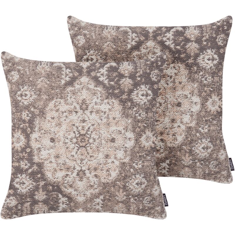 

Conjunto de 2 cojines decorativos marrones 45x45 cm MIMISAL