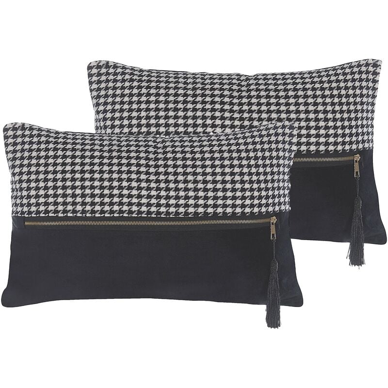 

Conjunto de 2 cojines negro/blanco 30 x 50 cm KINWAT