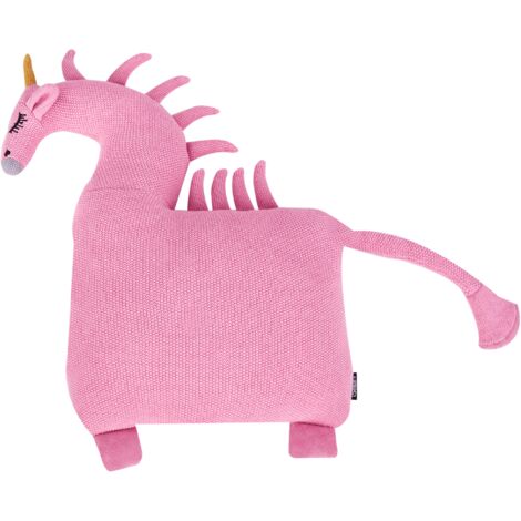 Conjunto de 2 Cojines infantiles Almohada de Animales en Forma de Unicornio Algodón Rosa Suave Lammi