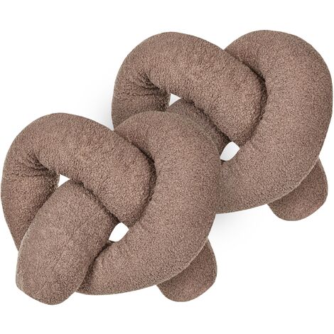 Conjunto de 2 cojines modernos 172 x 14 cm tela afelpada almohada múltiples formas textil decoración accesorios sala de estar dormitorio marrones Gladiolus