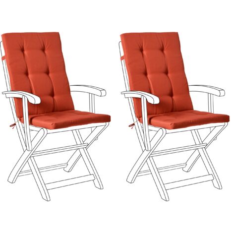 Conjunto de 2 cojines para asiento y respaldo de sillas de exterior con lazos rojo Maui