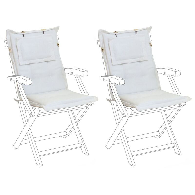 

Conjunto de 2 cojines para silla de jardín blanco crema MAUI