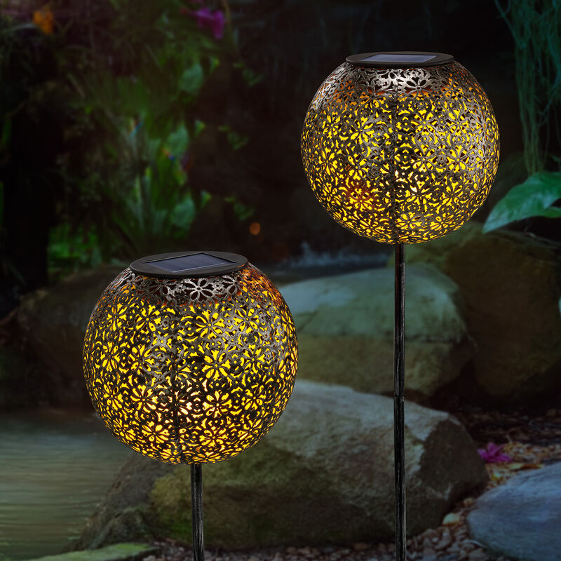 

Conjunto de 2 decoraciones solares de jardín con LED blanco cálido 102373 - Esotec