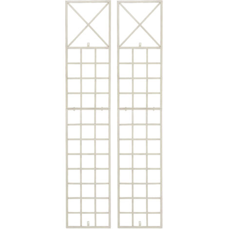 Conjunto de 2 enrejados para decoración de pared, rosas de jardín, plantas trepadoras, metal crema envejecido 100003849